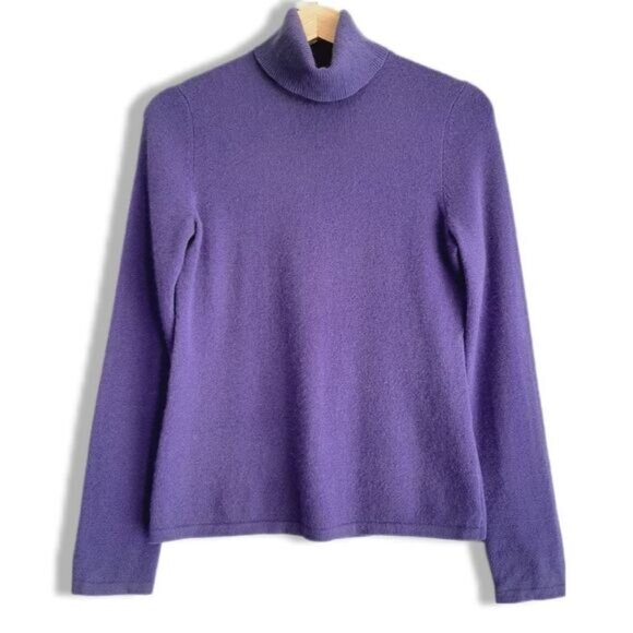 LORD & TAYLOR 100% Cashmere Turtleneck Sweater Purple Sz S - Picture 1 of 8
